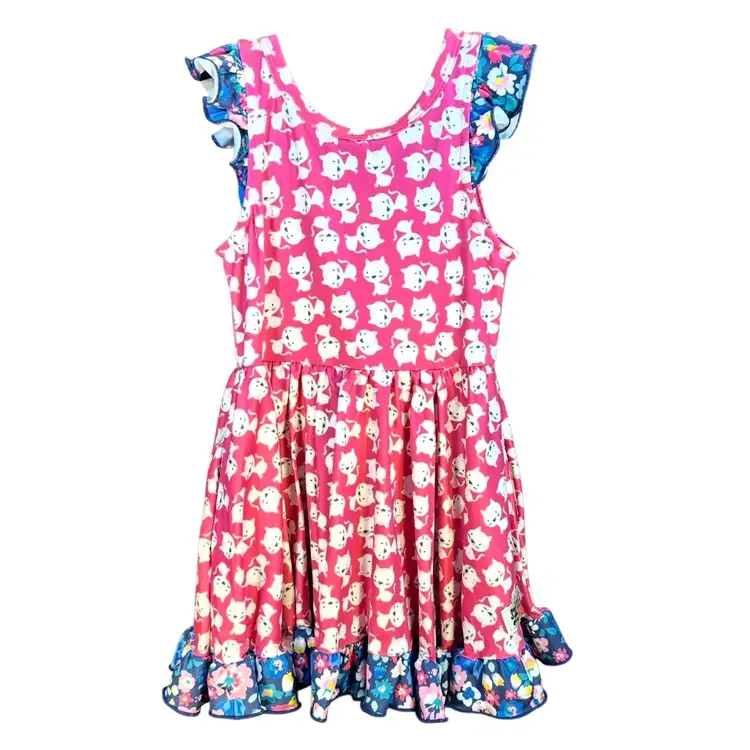 Charlie’s Project Twirl Dress Pink Kitten Ruffles Pockets Size 12-24 Mos New