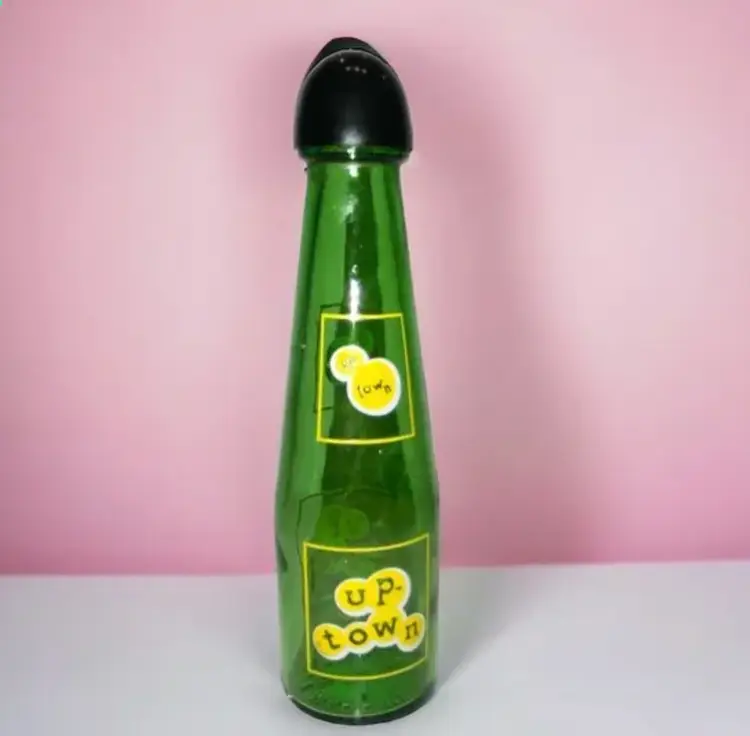 Singleton Vintage 1950's Up-Town Soda Pop Salt & Pepper Shaker Green Glass