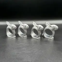 Arthur Court Bunny Rabbit Easter Napkin Rings Set of 4
