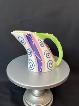 4.25” Small Lillie Mae Ltd Pitcher/Creamer In Fun Purple, Pink & Green Designs