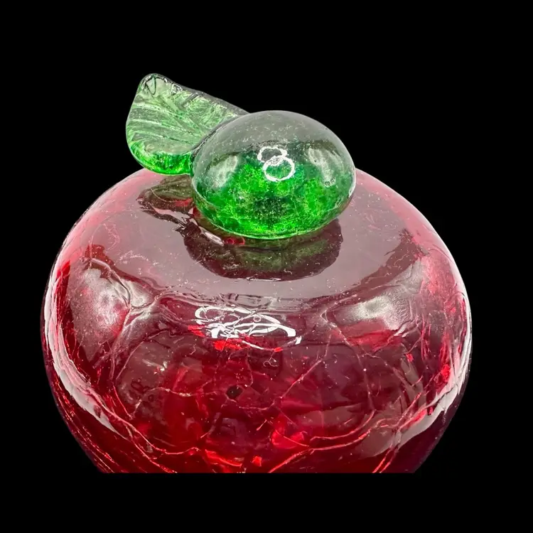 Plow & Hearth handmade Crackle Red Glass Apple Fruit Fly Trap 🍎