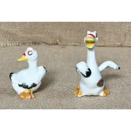 Vintage Shiken Duck Figurine Set Bone China Whimsical Kitsch Farmhouse Farm Core