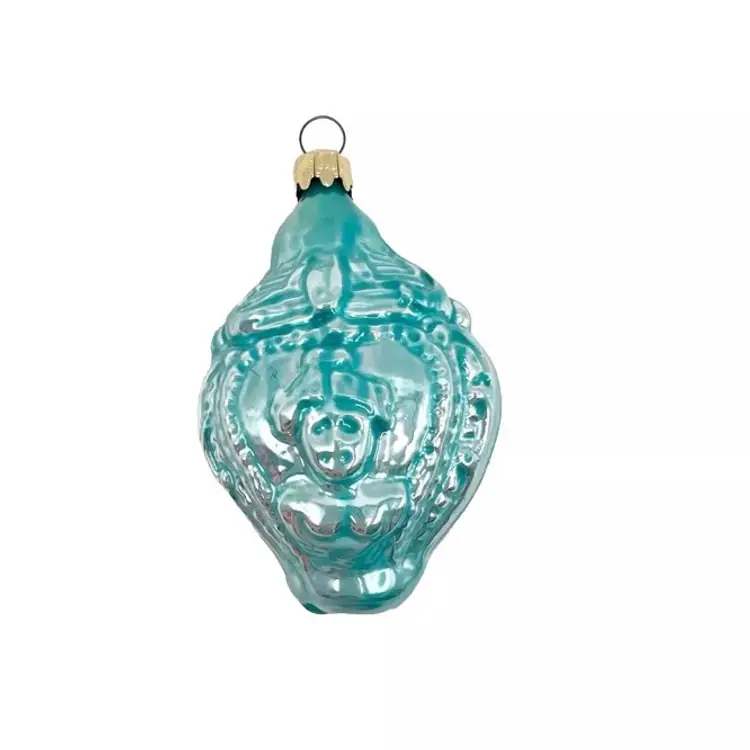 Vintage Blown Glass Lady Bust Rose Embossed Drop Christmas Ornament West Germany