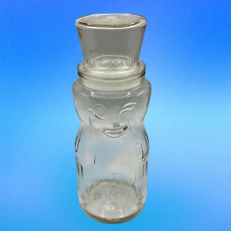 Vintage Mr. Peanut Clear Glass Jar Container 75th Birthday Edition 1991
