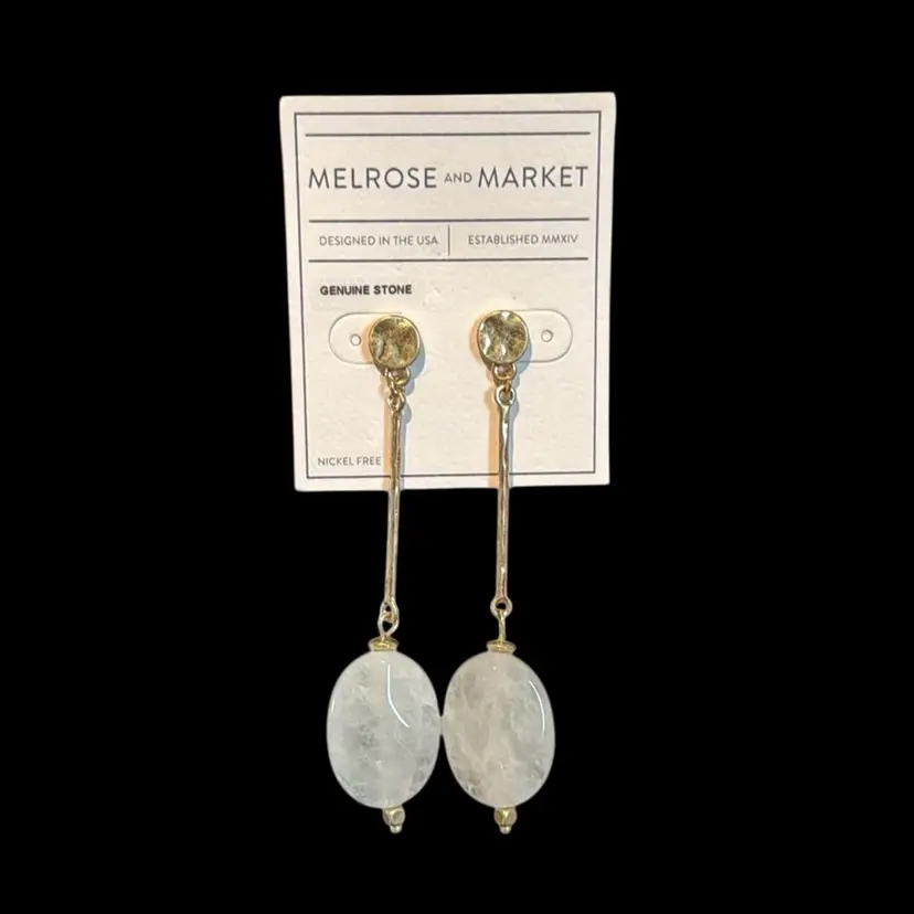 Melrose & Market Clear Quartz Gold Tone Earrings New
