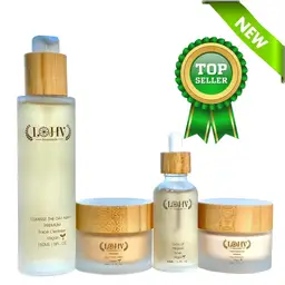 4 STEP PREMIUM 100% VEGAN SKINCARE SOLUTION SYSTEM With Rosemary + Hyaluronic acid + Vitamin C + Retinol + Lactic acid + Glycolic acid + Vitamin E + Niacinamide + Kombucha + Aloe vera