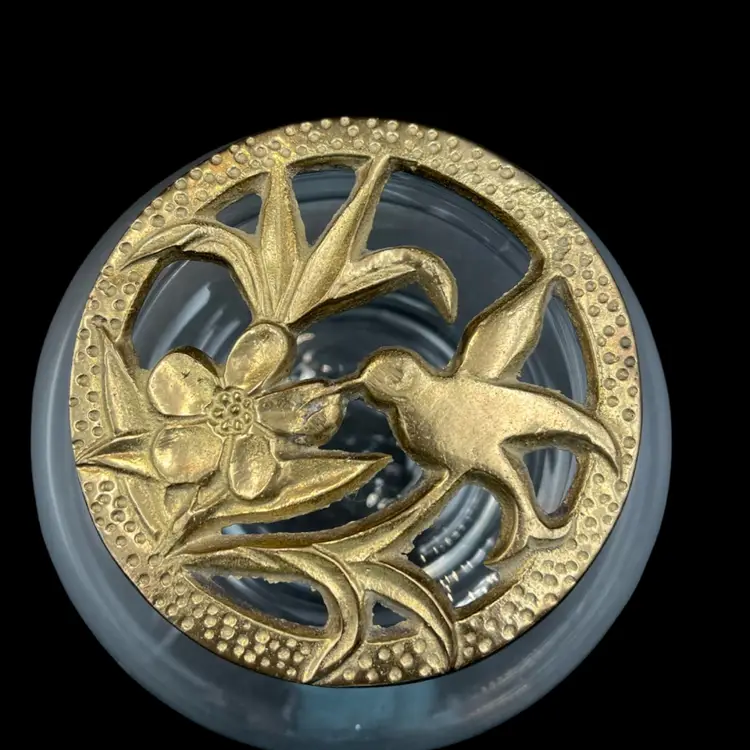 Vintage Brass & Glass Lidded Potpourri Jar