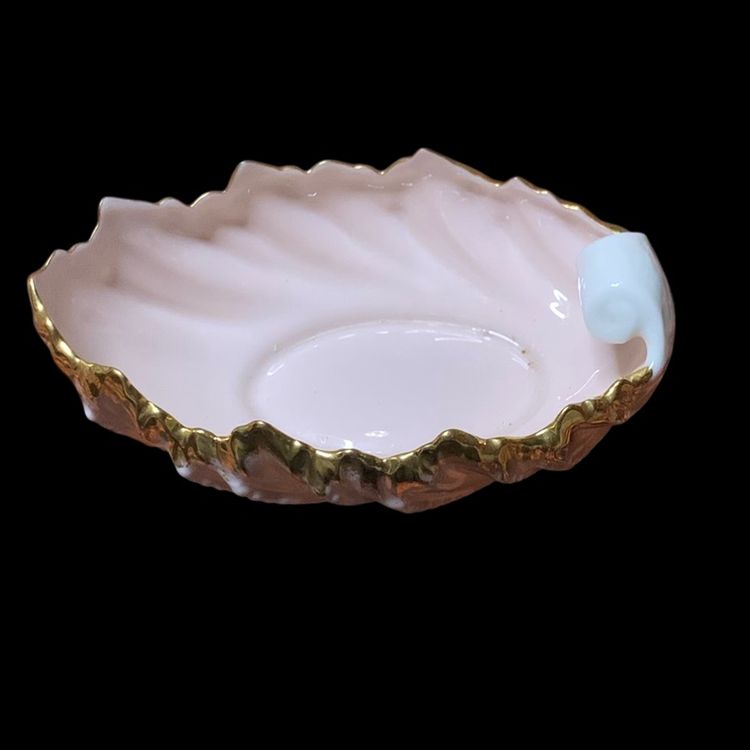 11. Lenox  Acanthus 6” Pink Leaf Shell Bowl Candy Dish Gold Trim Made in USA