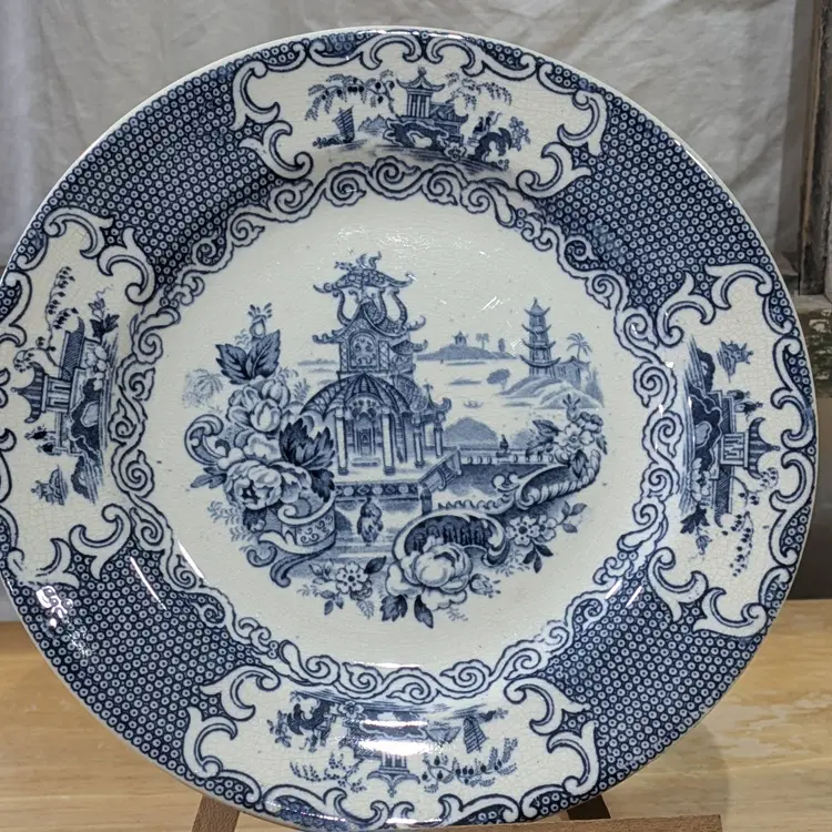 Antique 1903-1912 Allertons England Transferware Chinese Blue & White Plate