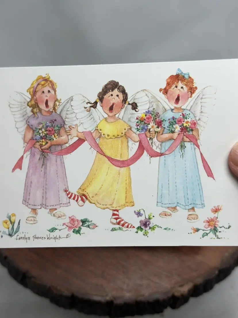 Vintage 18 Greeting Cards & Envelopes Carolyn Shores Wright Cherub Choir Kitschy