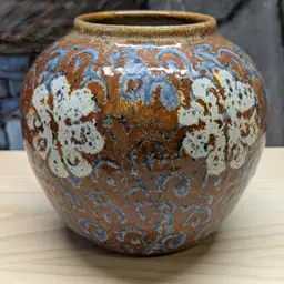 Mikael Carstanjen Vintage Pottery Vase Flowers Pot Studio Art 7" Tall Signed Texture Blue Brown Glaze