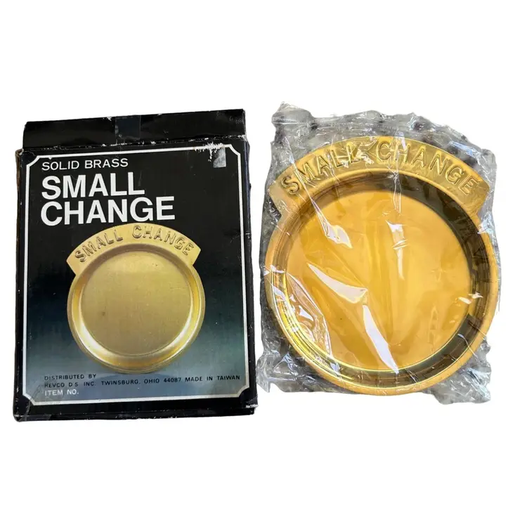 Vintage Solid Brass Small Change Dish Key Holder Trinket Dish Coin Bowl