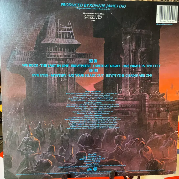 DIO The Last In Line Original 1984 Press with Postcard VG+