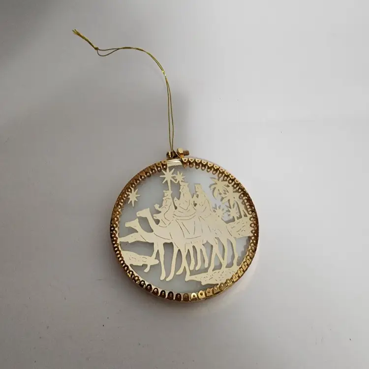 Vtg Glass N Brass Wisemen Christmas Ornament Holiday Decor