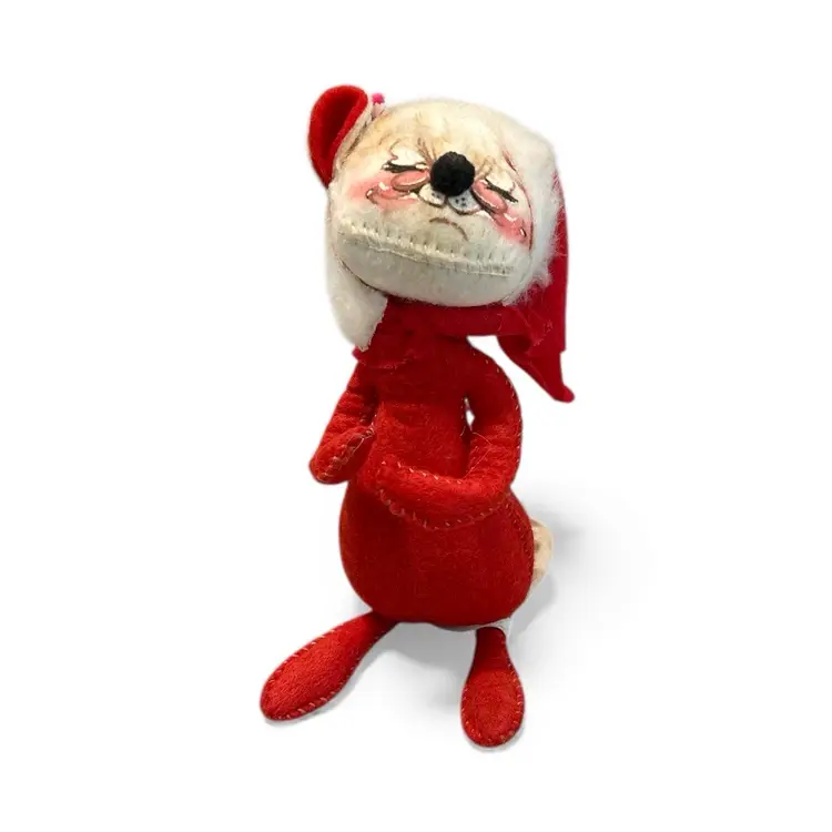 Vintage Annalee Mobilitee Christmas Mouse Figurine Winking