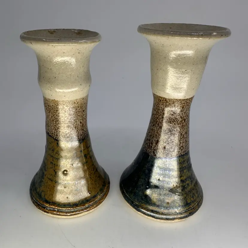 Pair Pottery Miniature Vases 4”