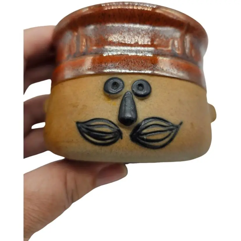 TAKAHASHI Le Chef Handpainted Mustache Face Pot