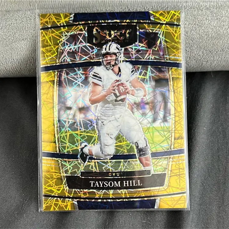 2022 Panini Select Draft Picks #97 Taysom Hill Concourse Gold Lazer Prizm BYU