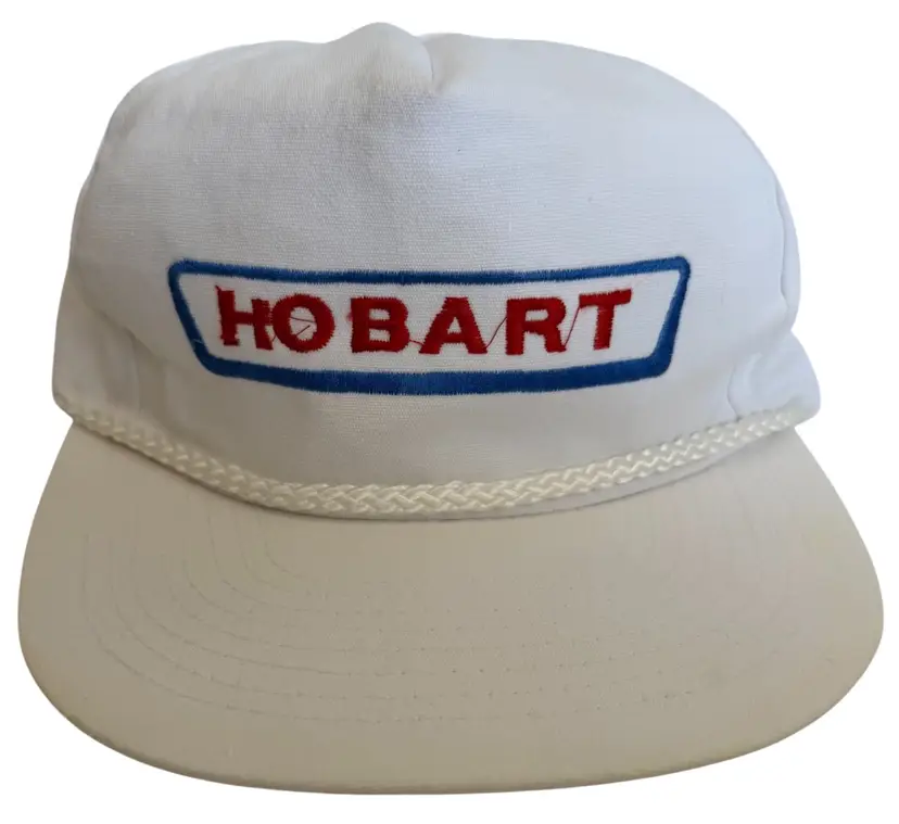 Vintage 1980’s Hobart Flat Brim White Rope Trucker Style Snapback by Mohrs