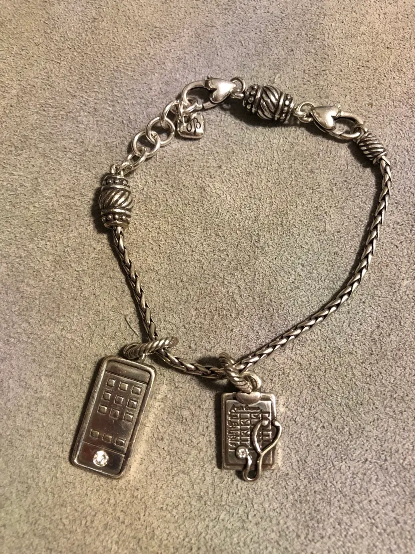 Brighton Silver-Tone Nurse and Cell Phone Charm Bracelet