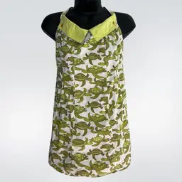 Lime Green Sea Turtle Button Collar Apron Pockets Kitsch N Glam