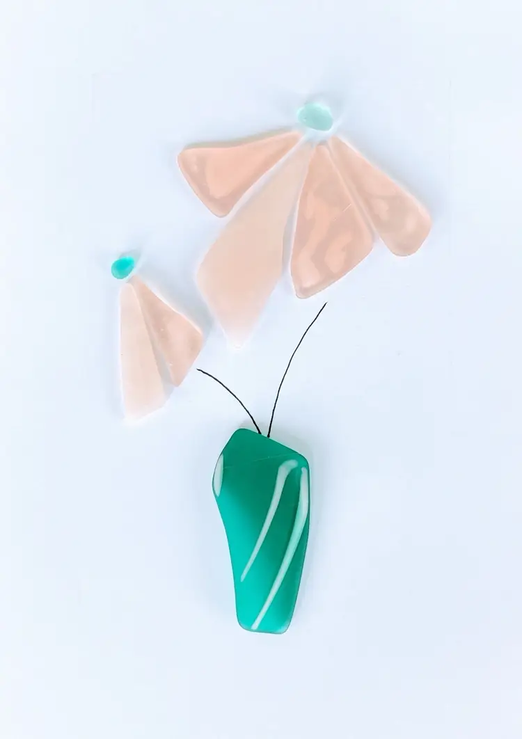 Vintage Reimagined Art Glass Flowers In Vase Framed