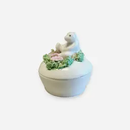 Vintage Bear Trinket Ring Box Porcelain Bone China - Taiwan Meico