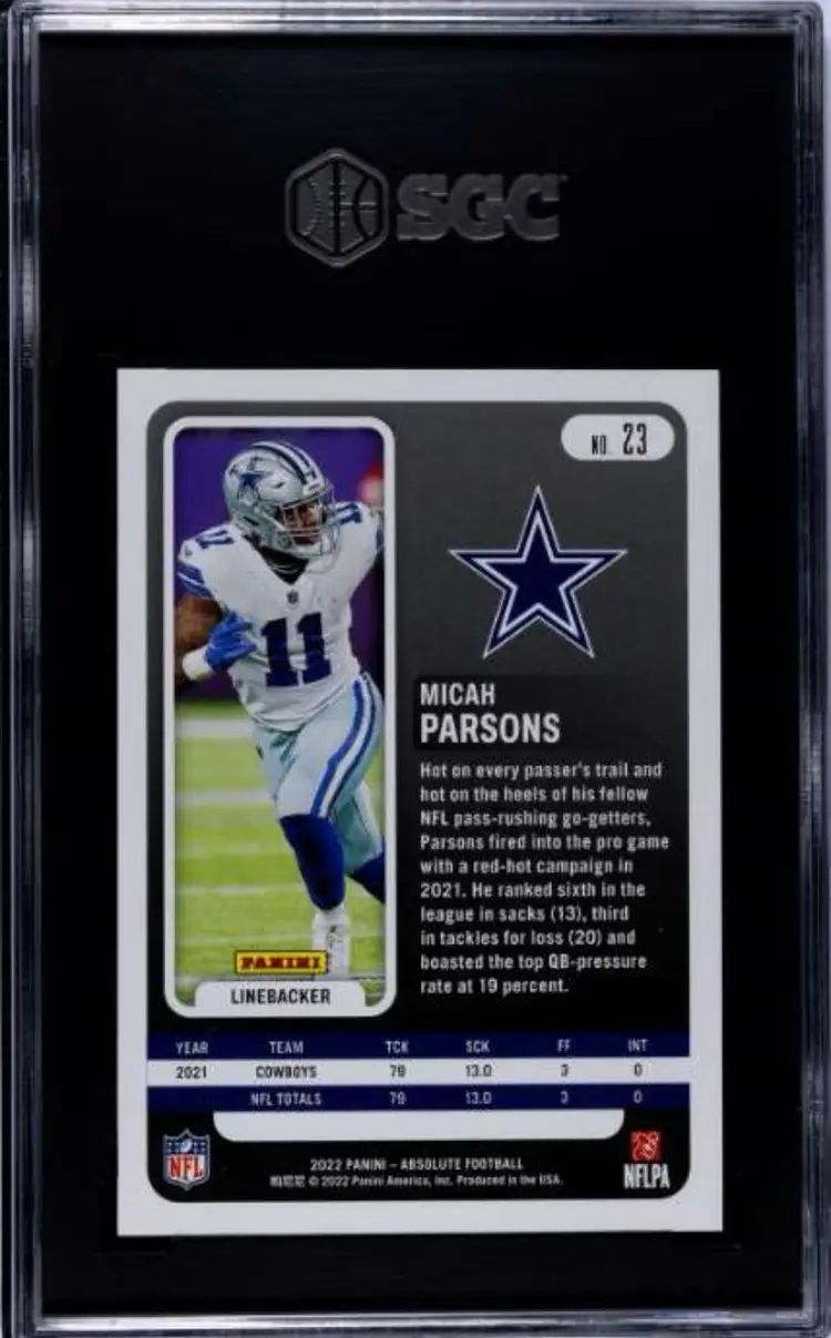 2022 Panini Absolute Red Squares Micah Parsons /499 SGC 9.5