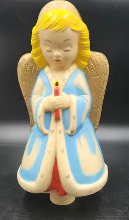 Vintage NOMA Blow Mold Angel Tree Topper Christmas 1950 Hand Painted MCM
