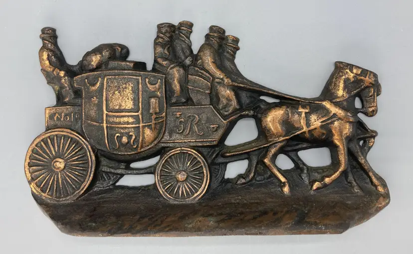 Cast Iron STAGECOACH or ROYAL COACH Bookend W. H. HOWELL & Co Bronze Finish - Vintage