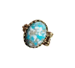 Simulated Turquoise Locket Ring Victorian Style Perfume or Poison Adjustable
