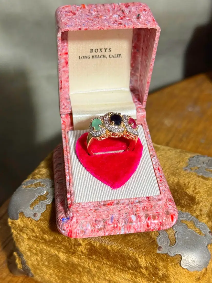 Sterling Silver Ruby, Emerald, And Sapphire Rings Sz 7.5