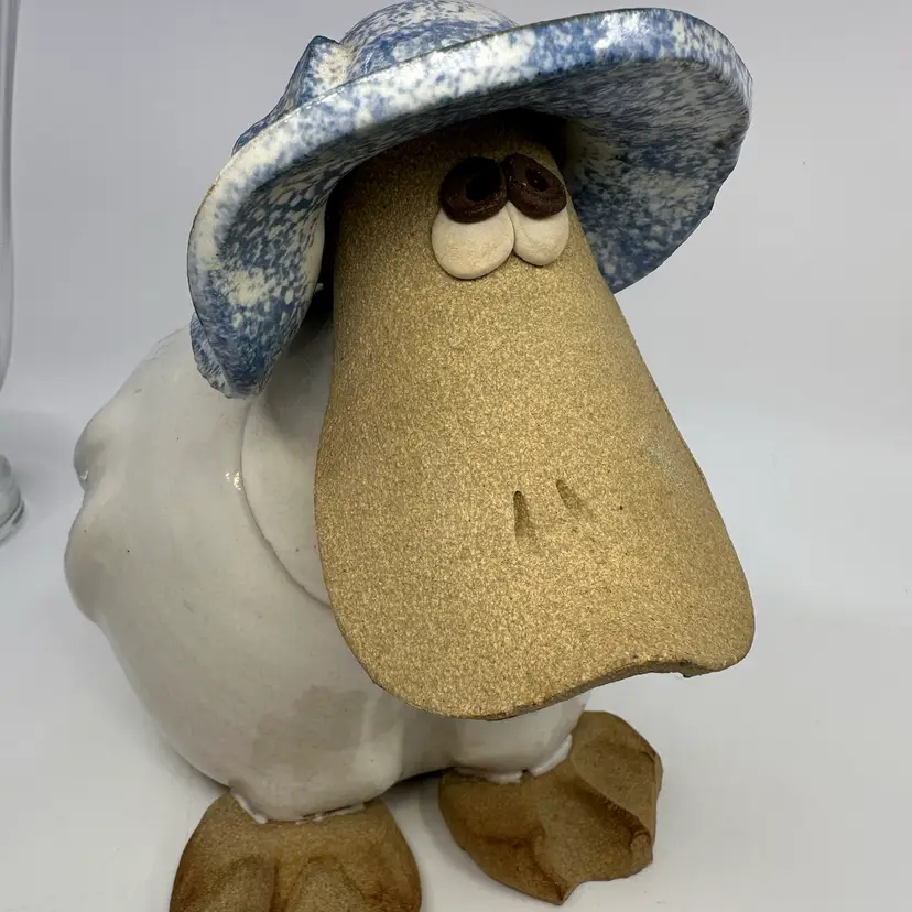 Vintage John Pettus Art Pottery Cowboy Duck Planter