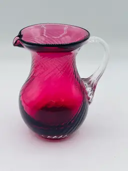 Pilgrim Cranberry Small Mini Pitcher Creamer Vintage 4.5”