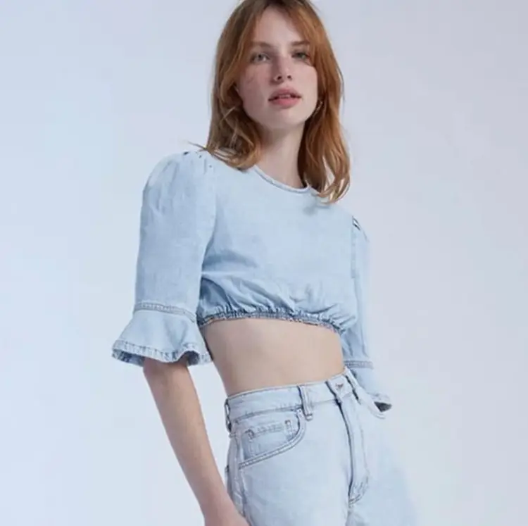 Weworewhat Denim Crop Top (Medium)