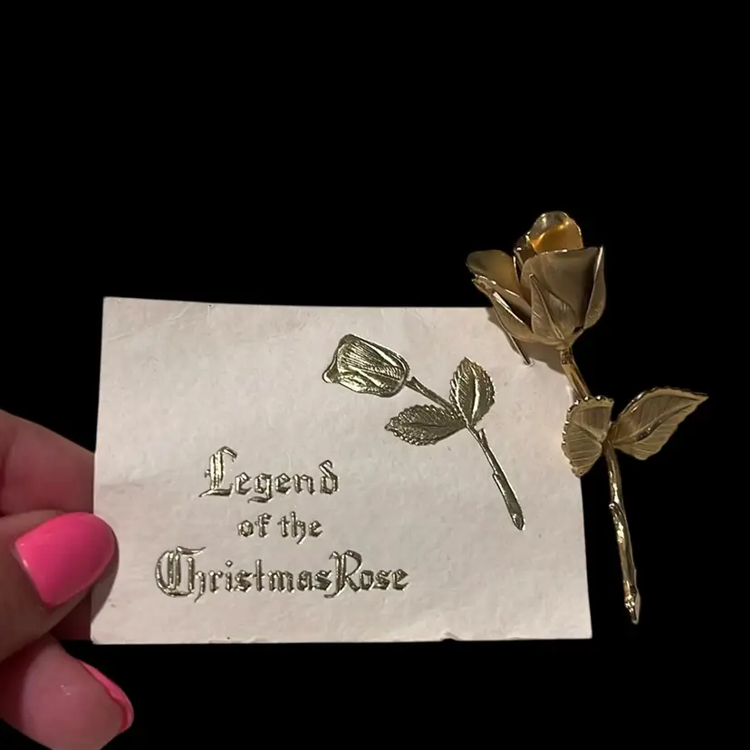 Giovanni Gold Plated Legend Of The Christmas Rose Brooch Circa 1966