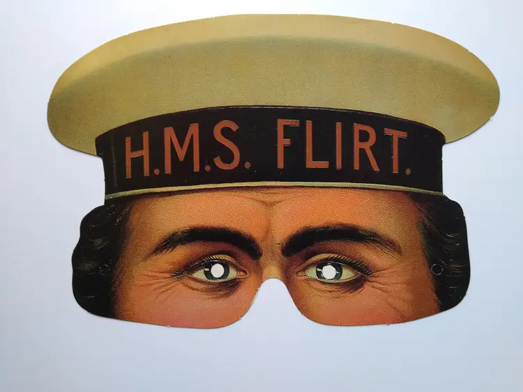 Vintage HMS FLIRT Sailor Paper Mask Eye Mask Costume Reenactment Theater Prop
