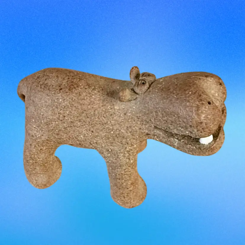 Studio Pottery Figurine Brown Hippopotamus 
by LEE
2-3/4” T x 3” L x 1-3/4” W