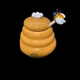 Vintage Ceramic Beehive Mini Honey pot With Dipper.