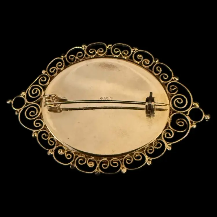 Micro Mosaic Purple Flower Brooch 2.25”