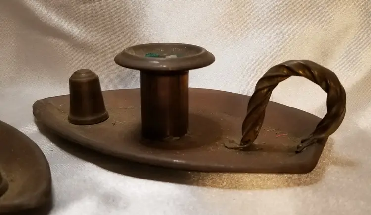 Vintage Primitive Arts & Crafts Copper and Brass Candlestick Holders