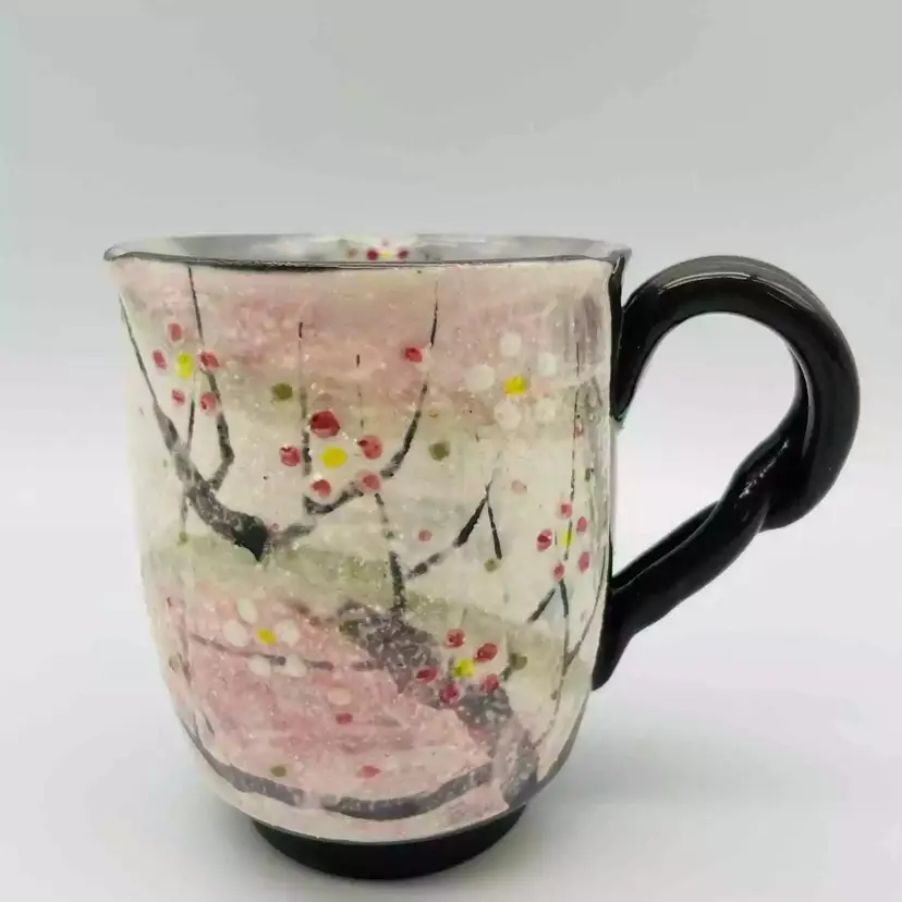 Kiyomizu Ware Mug Hana Kururi Handcraft Plum Blossom Sakura Kyoto Japan