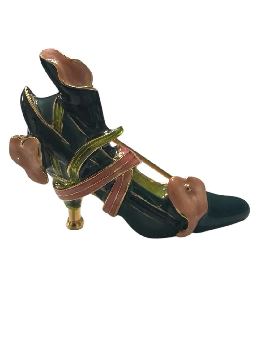 109. KJL Floral Enamel Shoe Brooch