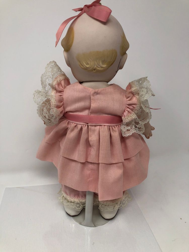 Pretty in Pink Porcelain Cupie Doll Signed Ruth Freeman 1988