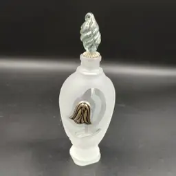 Vtg Art Deco Frosted Glass Perfume Bottle
