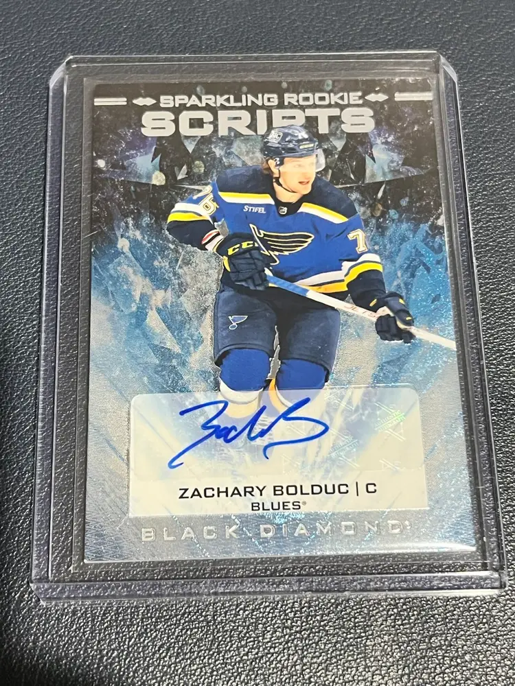 2024-25 Upper Deck Black Diamond Sparkling Rookie Scripts Zachary Bolduc Auto St Louis Blues