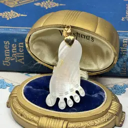 Vintage Carved Mother Of Pearl Foot Pendant