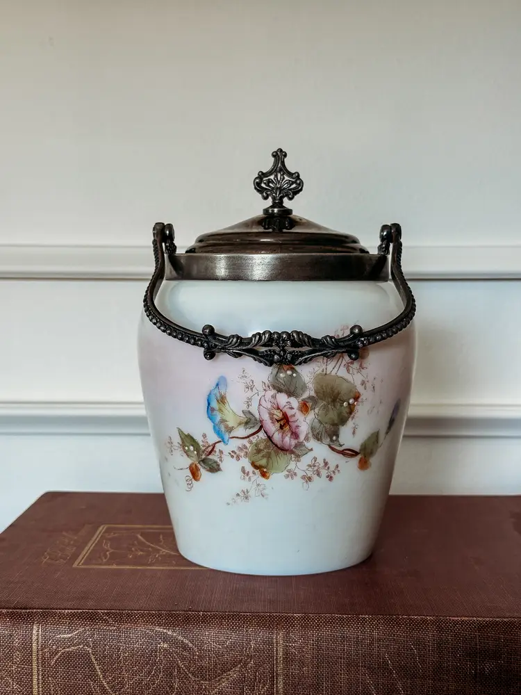 Antique Floral Biscuit Jar