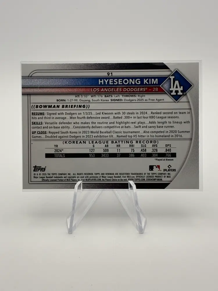 2025 Bowman Hyeseong Kim Rookie