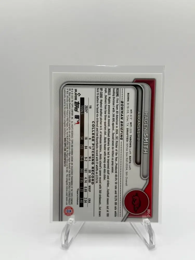 2024 Bowman Draft - Chrome College Variation Hagen Smith #BDC-2 (RC)